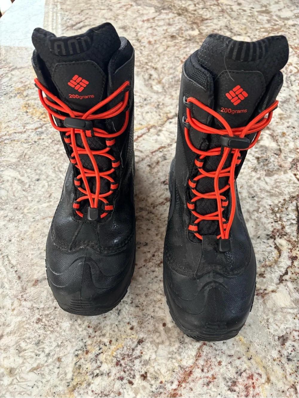 Columbia Black Kids Winter Boots with Red Laces